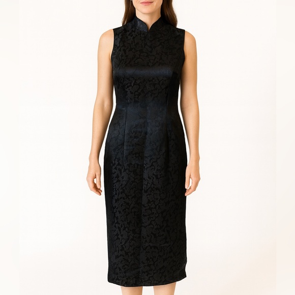 Black Hand Made Mandarin Collar Dress - Picture 1 of 7